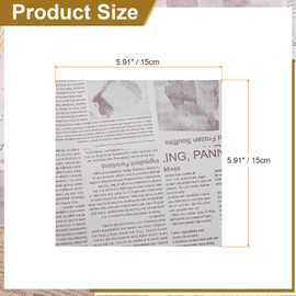 HARFINGTON 200pcs Wax Paper Sheets Square Sheets 6" x 6" Old Newspaper Style Food Wrapping Paper for Sandwich Baking Paper Liners Picnic Basket Bread Hamburger Wrap Kitchen, White