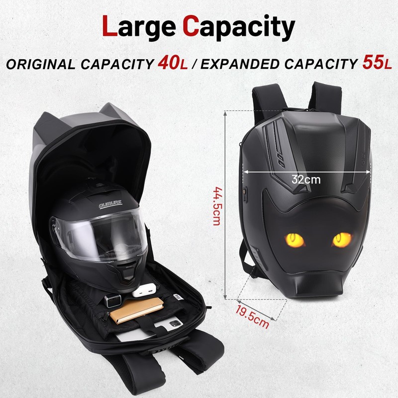 RKV86 Motorcycle Backpack for Men LED Backpack, DIY Programming GIFs,