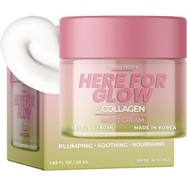 Crema De Noche Con Colágeno, Probada Por Dermatólogos, Cuidado De La Piel Coreano, Antienvejecimiento, Hidratante, Retiene La Humedad, Vegana, Sin Ogm, Belleza Limpia, 95% Natural, 1 P