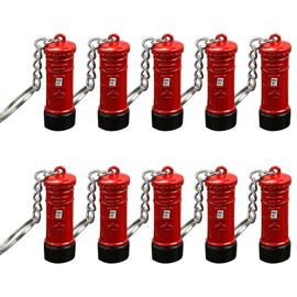 Bamyli 10 Pcs Postbox Keyring,Key Chain London Souvenir,3D Mini Model Key Holder Made of Die Cast Metal, London Red Post Box