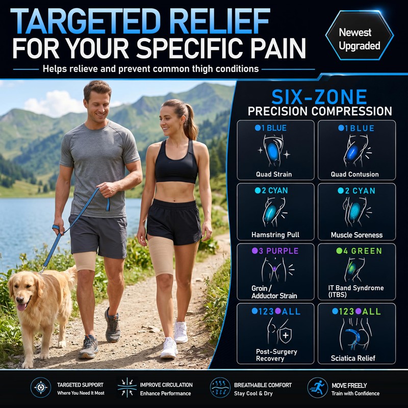 Hamstring Compression Sleeve for Men and Women - Non-Slip Thigh