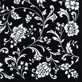 20 Serviettes Flower Tendril Black / White / Flowers / Ornaments 33 x 33 cm