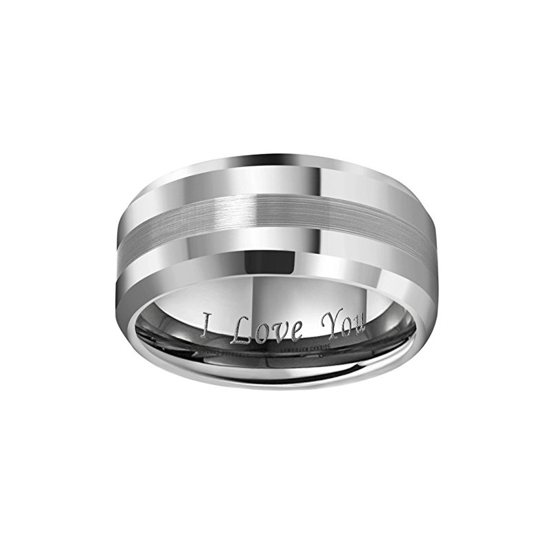 CROWNAL 6mm 8mm 10mm Tungsten Carbide Wedding Band Ring Engraved