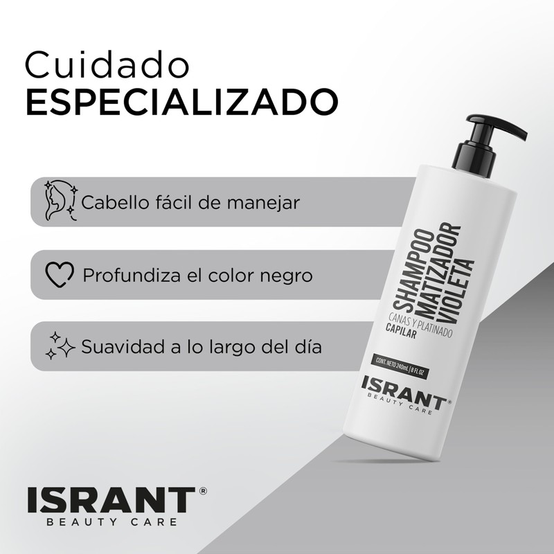 ISRANT | Shampoo Matizador Morado para Cabello Rubios y Mechas