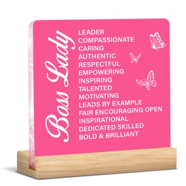 Boss Lady Gifts for Women, New Business Owner Gifts for Women Boss Lady Pink Acrylic Plaque Sign Office Home Decor