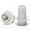 E14 White Plastic Bulb Holder with Spring Clamp Full Thread
