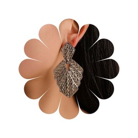 Inateannal Boho Metal Leaf Drop Earrings Silver Large Leaf Dangle Earrings Exaggerate Leaf Stud Earrings Vintage Long Leaves Earrings Jewelry for Women and Girls