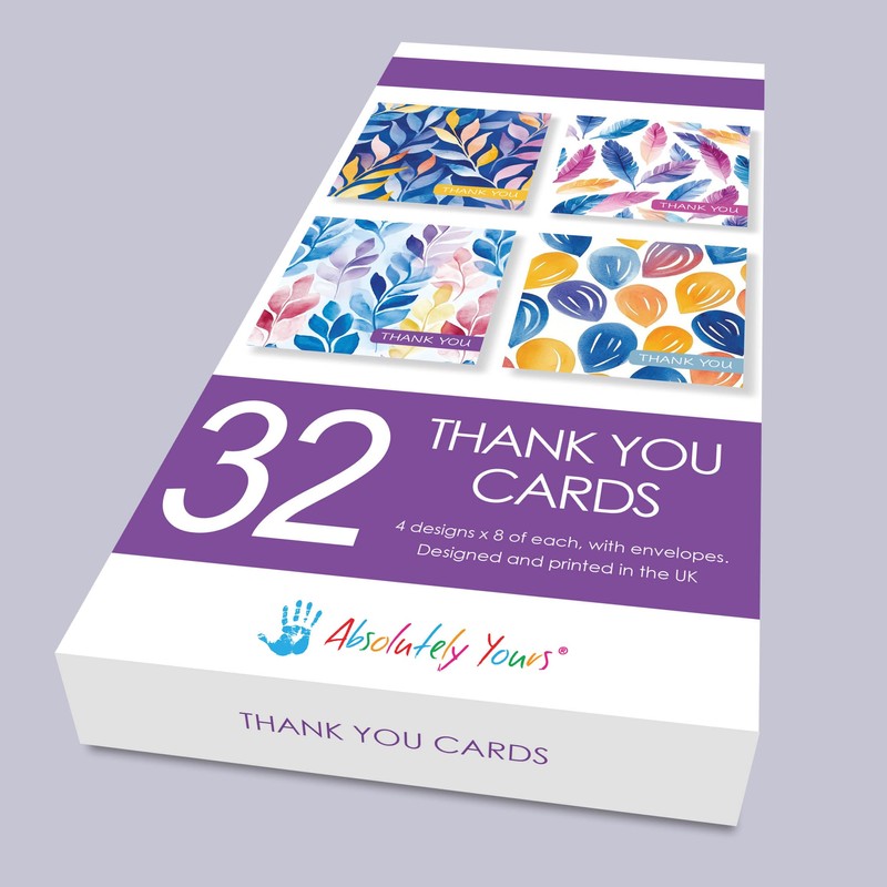 Thank You Cards Multipack of 32. Each Greeting Cards Pack