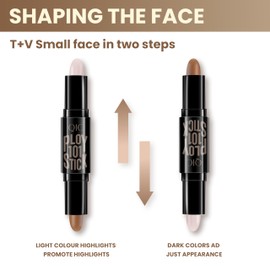 YBUETE 2-in-1 Cream Highlighter Contour Stick, Bronzer Face Contouring Stick, Cream Face Highlight Stick, Waterproof & Long-Lasting Concealer Brighten Face Makeup for Women Girls