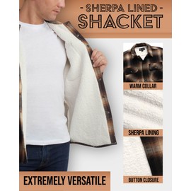 Matix Men's Plaid Sherpa Lined Flannel Shirt Jacket (Sizes: S-XL), Size Large, Brown/Black