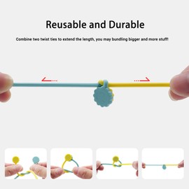 Rich&Ray Silicone Magnetic Cable Ties, Reusable Phone Cord Organizer, Magnetic Twist Ties for Headphone Cables, Charging Cable Organizer, Book Markers, Hanging or Holding Stuff, 10 Color-20Pack