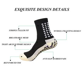 MIHAIR Men's Grip Soccer Socks Anti Slip Athletic Socks Non Slip Football Basketball Socks with Grip Pads2/4/6 (US, Alpha, One Size, Regular, Regular, 6black)