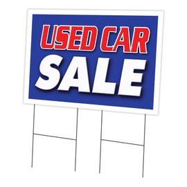 Used Car Sale 24" x 36" Yard Sign & Stake | Advertise Your Business | Stake Included Image On Front Only | Made in The USA