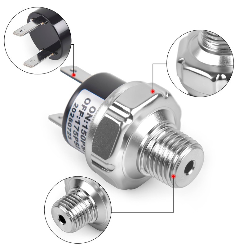 CNWZYMX 150-175 PSI Air Pressure Switch 1/4 NPT Thread for