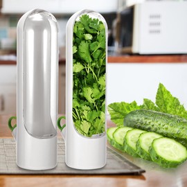 AIWMQYYF Herb and Vegetable Fresh Keeping Box, Vegetable Storage Long Term Freshness Preservation, 2.56x3.35x10.04'' Herb Keeper for Refrigerator for Storage Cilantro, Mint, Parsley, Asparagus