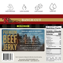 Top Notch Ranch Cut Jerky - 10 oz Bag of Beef Jerky - High Protein Snacks for Kids and Adults - Flavorful Strips of Premium Beef Jerky (Dill Pickle)