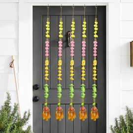 Set of 5 Traditional Handmade Decorative Door Colorful Flower Wall Hanging Backdrop Latkan for Diwali Toran Bandhanwan Multicolored for Home Indian Décor for Pooja, Wedding Christmas, Events 52