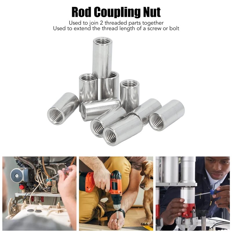 Pack of 10 M12 x 1.75-Pitch 30mm Length Round Coupling