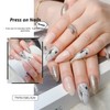 Medium Almond Press on Nails Silver Fake Nails White Leopard