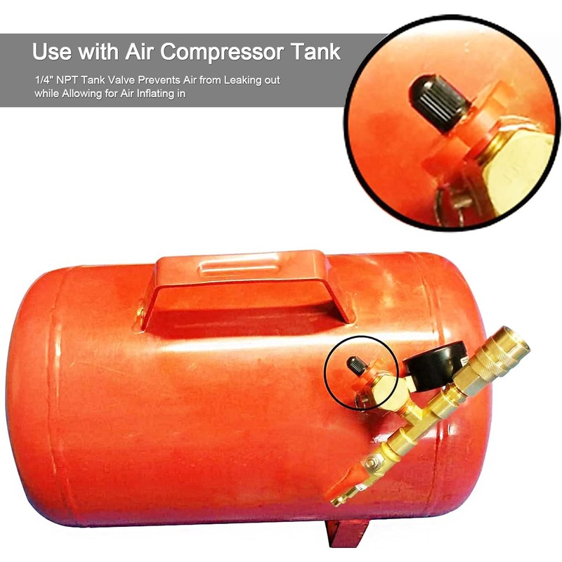 GODESON 1/4" NPT Tank Valve, Anti-Corrosion Brass Schrader Valve with