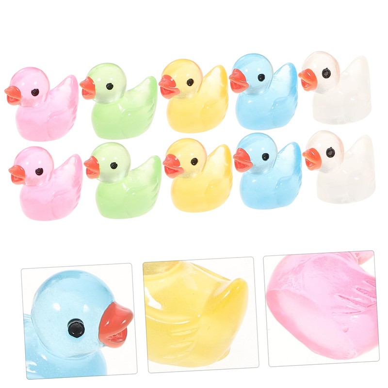 Outanaya 50pcs Luminous Miniature Duck Decorations for Party and Crafts
