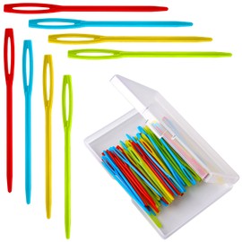 SAVITA Plastic 100pcs Large-Eye Sewing Needles, Multicolor, for Knitting, Weaving, Cross-stitching, DIY Crafts & Kids Learning