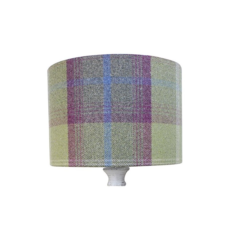 Pistachio Balmoral Tartan Check Drum Lampshade (20 cm Diameter x
