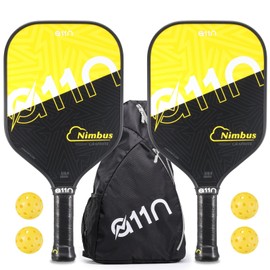 A11N Pickleball Paddles Set of 2 Graphite Surface Rackets with 4 Pickleball Balls and Pickleball Bag for Beginners - USAPA Approved, Yellow