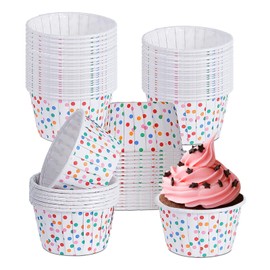 100pcs Cupcake Cases, White Cupcake Liners for Baking Mini Cupcake Cups Food Grade Paper Cupcake Wrappers for Birthday Wedding Anniversary Party Decoration