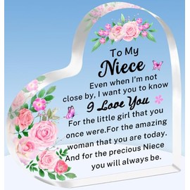 TTOVEN Niece Gifts from Auntie Uncle,Niece Birthday Gift from Auntie Uncle,Heart Acrylic Plaque Gifts,Mothers Day Gifts,Valentines Day Gifts,Christmas Gifts for Niece