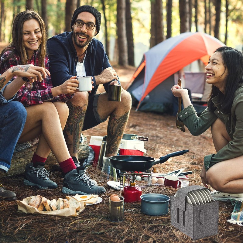 YFaith Plate Holder Motorhome, Felt Plate Holder Camping, 8 Compartments