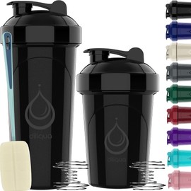 diliqua diliqua 2 PACK, 28 oz & 20 oz Shaker Bottles for Protein Mixes | BPA-Free & Dishwasher Safe |small protein shaker bottle | Shaker Cups for protein shakes | Blender Shaker Bottle Pack