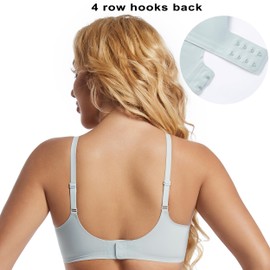 PRETTYWELL Comfort Push up Bras for Women Soft Underwire V Neck Bra Breathable Padded T Shirt Bralettes Seamless Everyday Bra Ice Blue