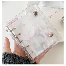 Tsukitoy Stickers for Girls Transparent Removable Sticker Pad M5 Cute Pattern Refillable with 10 Transparent Sticker Pads for Sticker Storage, Soft Case, Small Organizer for Girls, Kids Gift (Pink
