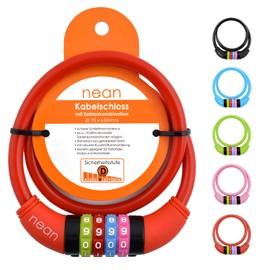 Nean children's-bicycle-cable-lock, number code combination lock in colourful design, 10 x 650 mm, 65cm