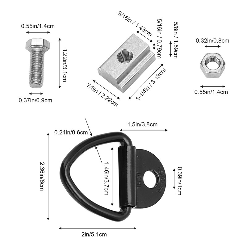 4 Set 3/8in‑16 Thread Bed Deck Rails Cleat T Slot
