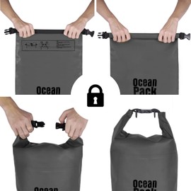 Dry Bag Waterproof Bag Sea 5L 10L 20L Waterproof Bag with Adjustable Shoulder Strap Waterproof Dry Bag/Sack Kayaking Boat Trip Canoe Fishing Rafting/Snowboarding, gray, Dry Bag