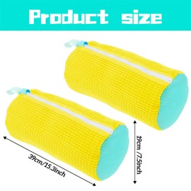 Pack of 2 Shoe Wash Bags Washing Machine, Shoe Bag Washing Machine 360° Cleaning, Multi Laundry Bag Shoes with Cleaning Fluff, Laundry Shoe Bag for Washing Machine and Dryer (Yellow)
