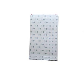 N'icePackaging 100 Qty 4" x 6" Decorative Flat Paper Gift Bags - Silver Polka-Dot on White Bags - for Sales/Treats/Parties Cookies/Gifts