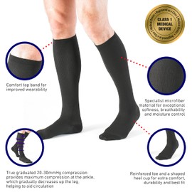 Neo G Therapeutic Compression Socks Men 20-30 mmhg knee high - for spider or varicose veins, swollen legs, feet, ankles, treating mild edema. Mens compression socks for swelling - Black - L