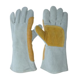 15 Inches Leather Welding Gloves, Heat Resistance Blacksmith Glove, Long Welder Gloves for Wood Stove and Pruning Flowers (15 Inches)
