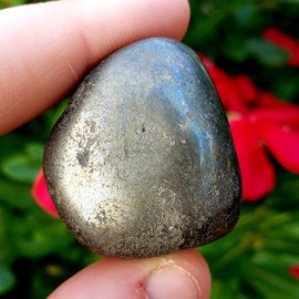 Pyrite, or Iron Pyrite, Also Known as fool's Gold - tumbled Natural Crystal Healing Gemstone - piece #3