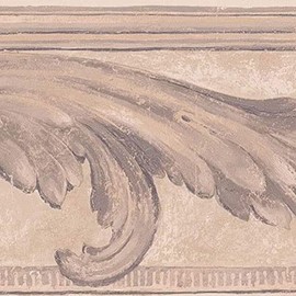 CONCORD WALLCOVERINGS ™ Wallpaper Border Damask Pattern Floral Ornaments for Cottage Bedroom Living Room, Beige, 15 ft by 7 in SF78335