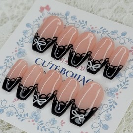 Lace drop handmade nail tips. Pedi tips - Oval XL / 레이스 드롭 수제네일팁.페디팁 - 오벌XL
