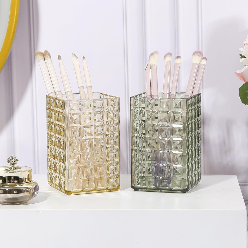 DASITON Makeup Brush Holder Organizer, Acrylic Makeup Brush Cup, Diamond