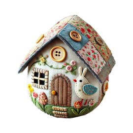 Patchwork Felt Egg House Kit,Embroidered Felt Easter Eggs Kit,Easter Decor Egg House Set,Decorative Eggs with Material Package & Instructions, Set Crafting Suppli