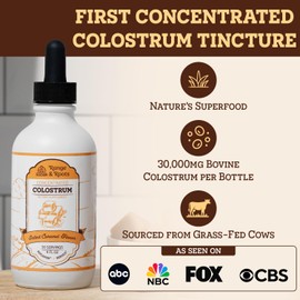 Range & Roots Colostrum Supplement - Liquid Bovine Colostrum - Alternative to Colostrum Powder - Support Gut Health, Immunity, Energy - Healthy Hair, Skin & Nails - Salted Caramel Flavor (30 Servings)