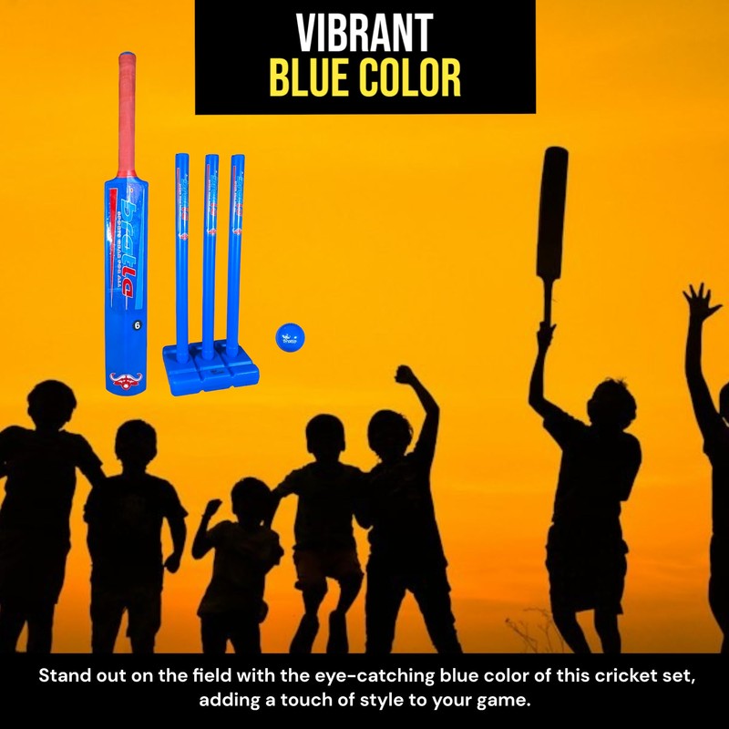 Bratla Plastic Cricket Set - Blue Color | Backyard and