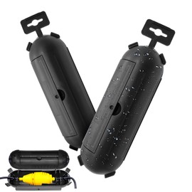 ZHIYUQL® Pack of 2 Cable Box Waterproof IP44 Power Connector Protective Box Outdoor Plug Box CEE Safety Box Tightproof Protective Cap for Cable and Plug, Black