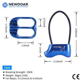 NewDoar Climbing Abseiling Belay Device Professional ATC Rappelling Descender 25KN V-grooved Safety Equipment-Blue